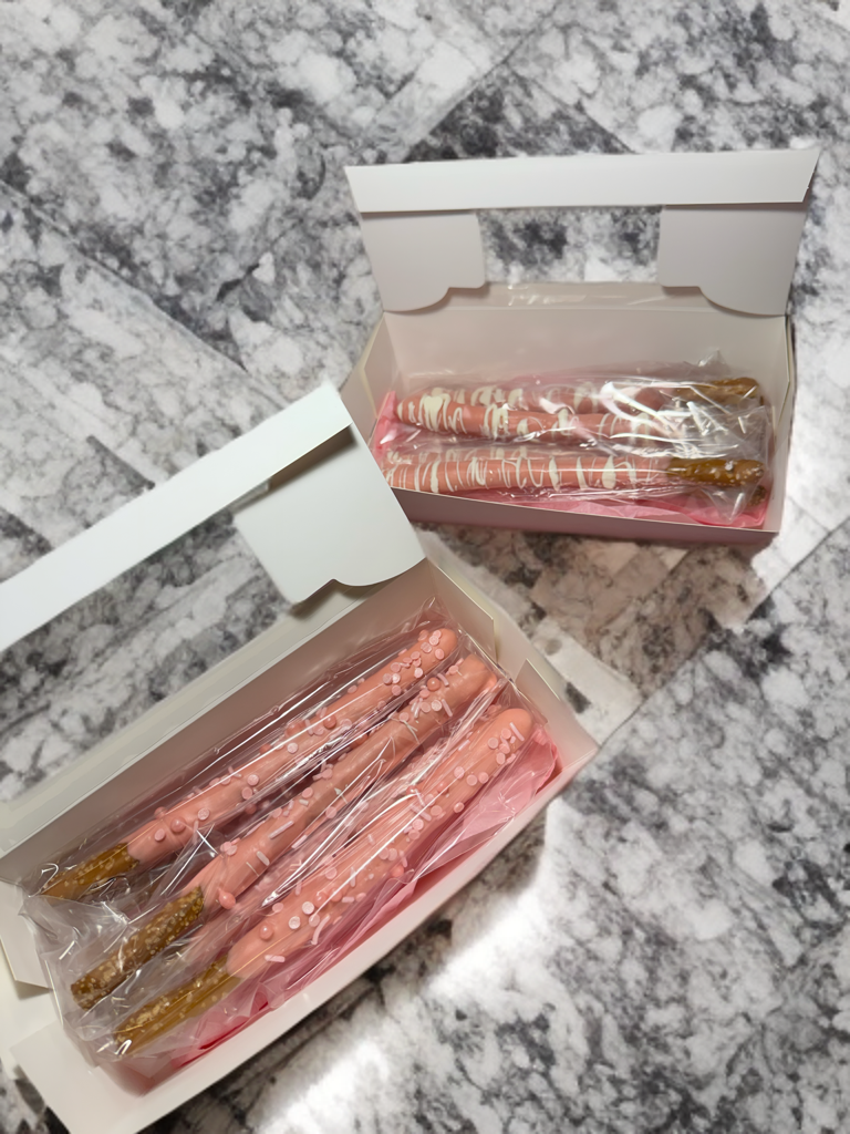 Pink Chocolate Covered Pretzel Rods